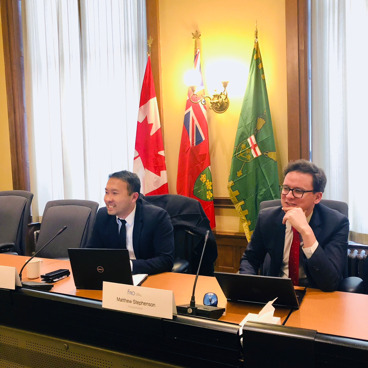 FAO’s Luan Ngo, Director of Financial Analysis and Matthew Stephenson, Senior Financial Analyst during the Expenditure Monitor Briefing in 2019.
