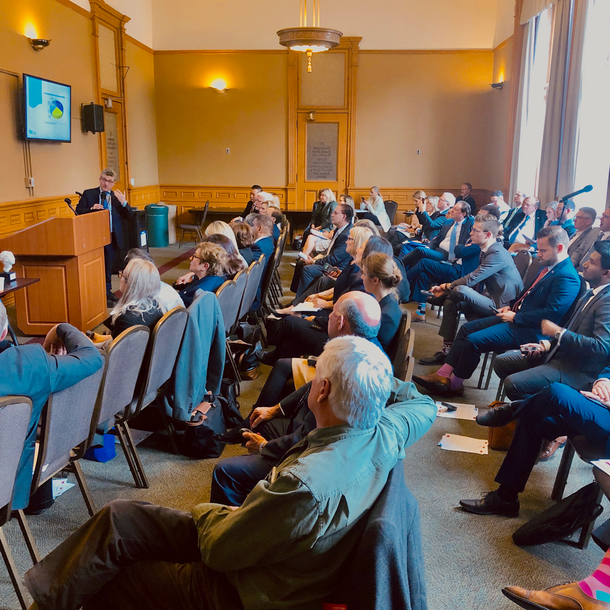 Peter Weltman presenting to the PC Caucus.
