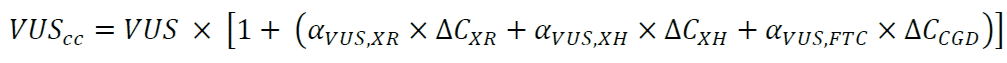 〖VUS〗_cc=VUS × [1+ (α_(VUS,XR)×〖∆C〗_XR+α_(VUS,XH)×〖∆C〗_XH+α_(VUS,FTC)×〖∆C〗_CGD )]